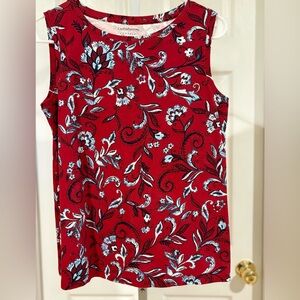 NWOT croft & barrow Red Floral Sleeveless Tank Top small